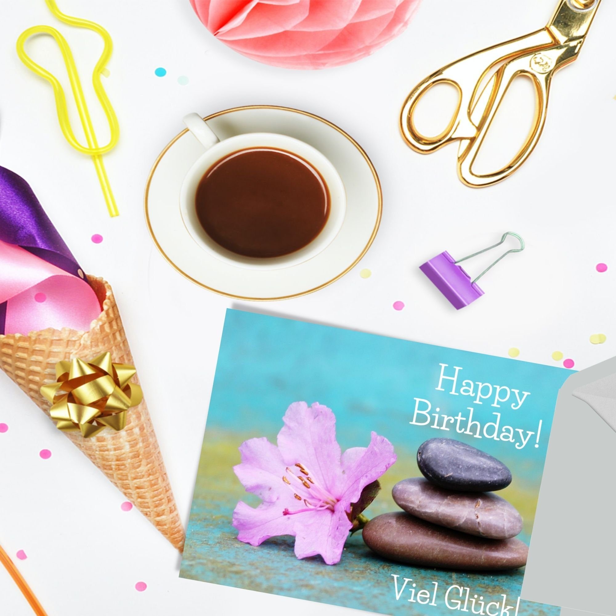 Domelo Geburtstagskarte Kraftpapier zum Umschlag, 24er Karten Birthday Grußkarten mit Happy 24er Set Postkarten, Set, Geburtstag Geburtstagskarten
