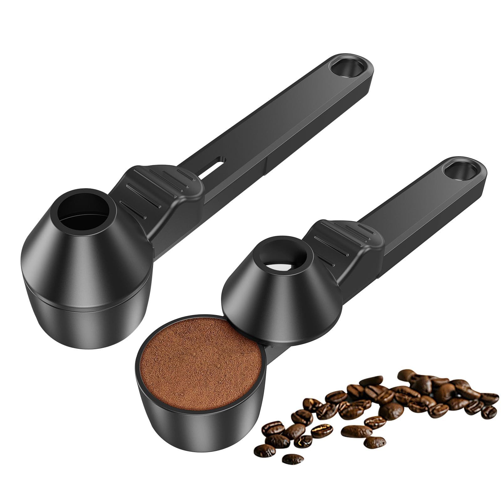 FOUORTUNATE-BEE Kaffeelöffel 2 Stück Kaffeelöffel mit Trichter, 2 Esslöffel Kaffeemesslöffel (2 Stück), für gemahlenen Kaffee, Kaffeelot als Portionierer Dosierlöffel