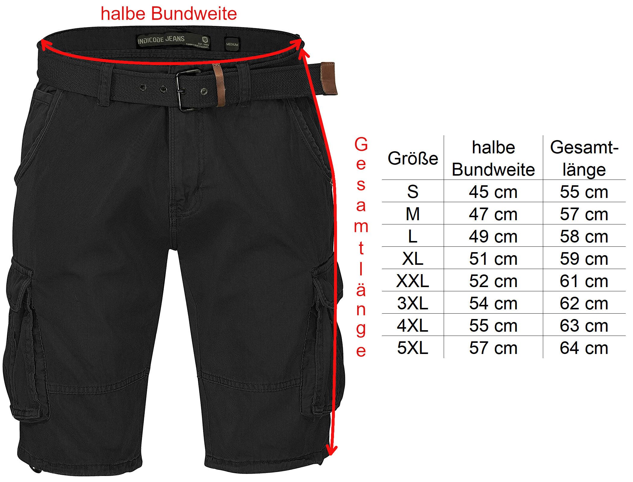Indicode Cargoshorts Kjeld Herrencargoshorts mit 6 Taschen