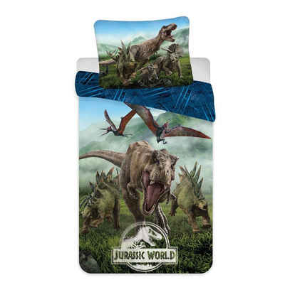 Bettwäsche Jurassic Park World Bettwäsche Set Kopfkissen Bettdecke auch für 135x2, Jurassic World, 100% Baumwolle, 2 teilig, 100% Baumwolle