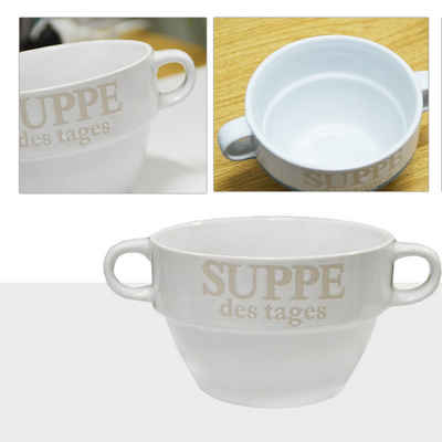 DRULINE Geschirr-Set Suppentasse aus Keramik mit Schriftzug "Suppe des (8-tlg)