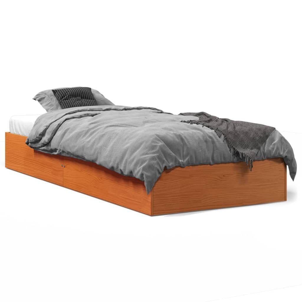 vidaXL Bett Massivholzbett Wachsbraun 75x190 cm Kiefer