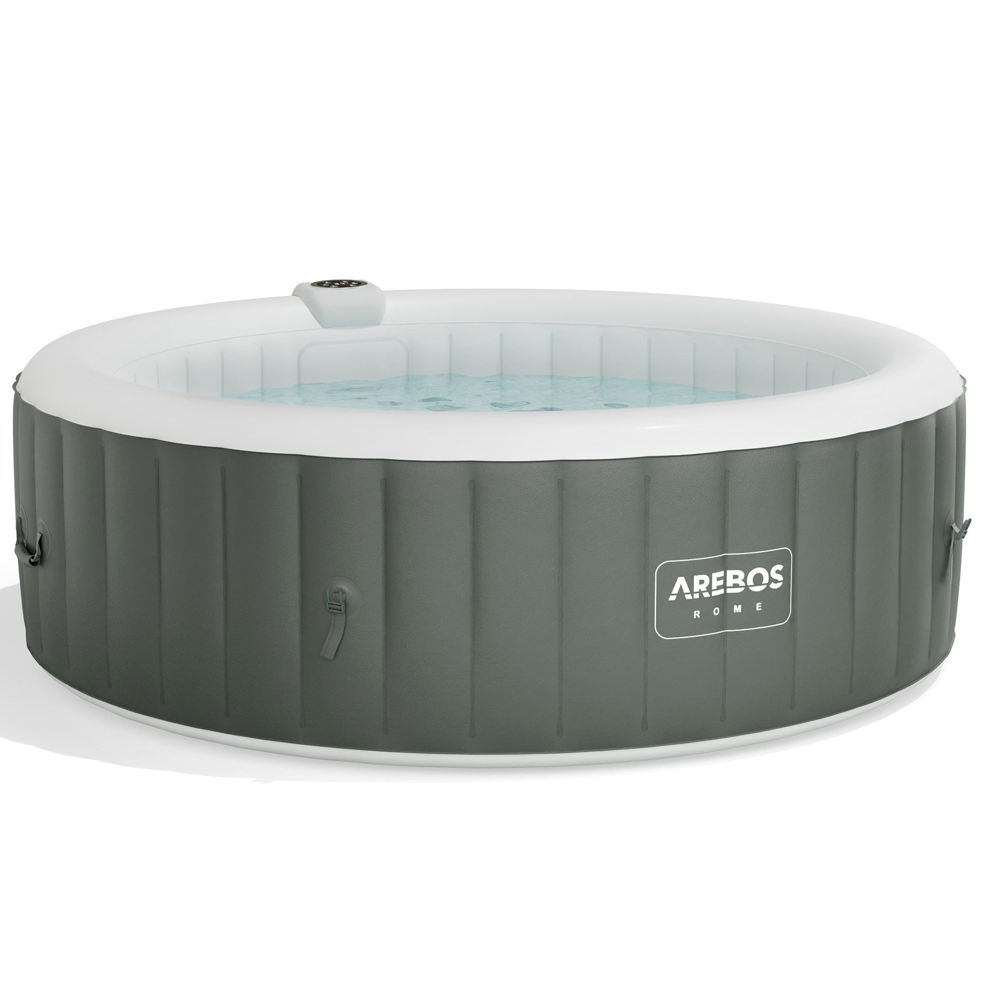 Arebos Whirlpool ROME aufblasbar für bis zu 6 Personen mit 130 Massagedüsen, (Komplett-Set, 208 x 208 cm), für Outdoor & Indoor