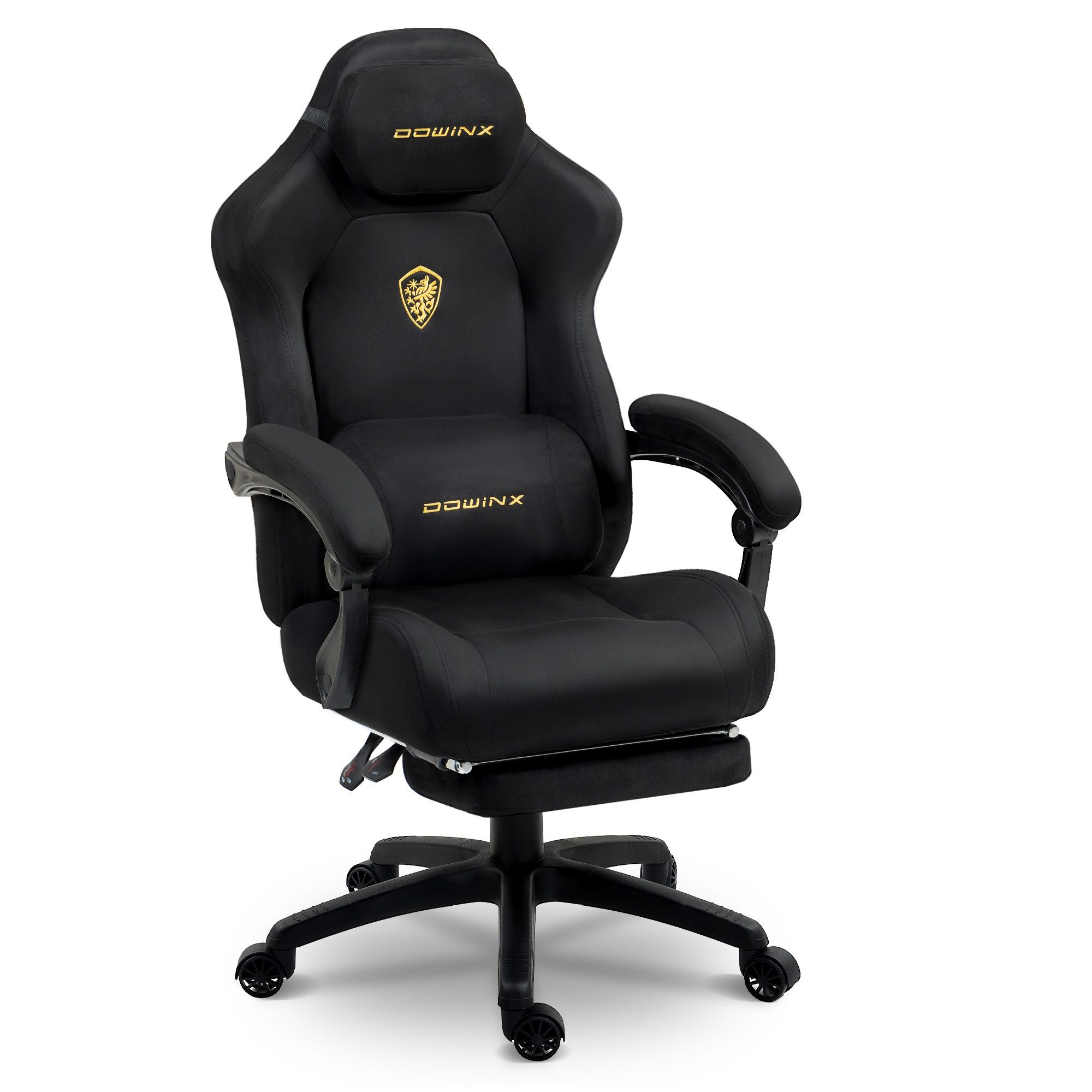 Dowinx Gaming-Stuhl Atmungsaktiver und Ergonomischer Bürostuhl aus Mikrofaser-Velours (Packung), Weiches Sitzgefühl, Verstellbarer Schreibtischstuhl mit Fußstütze