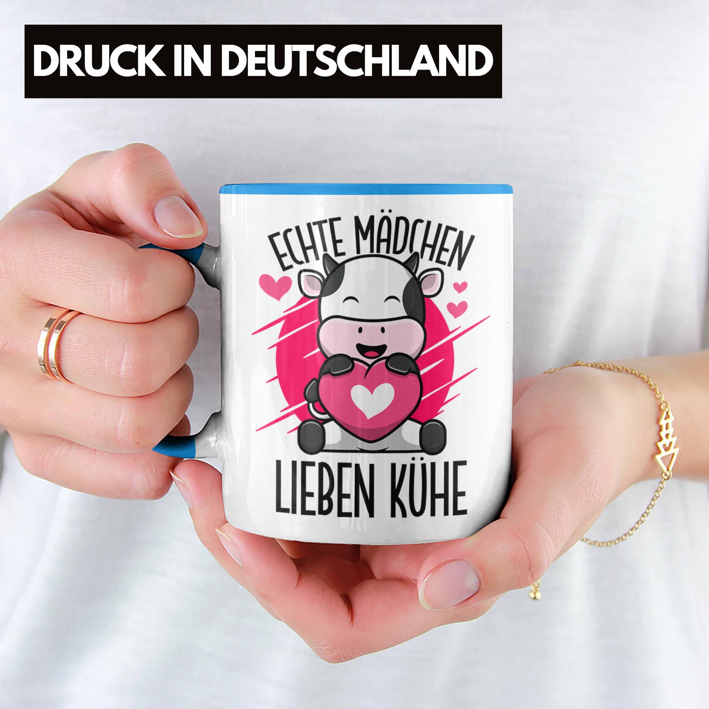 Liebhaber Trendation Tasse Blau Kühe Tasse Mädchen Kuh Geschenkidee Lustige für