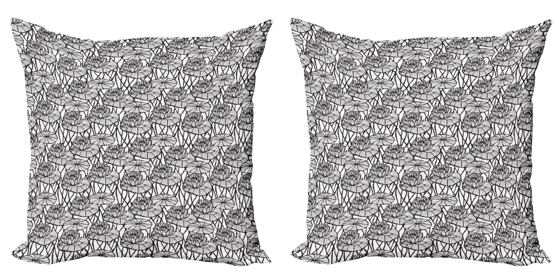 Kissenbezüge Modern Accent Doppelseitiger Digitaldruck, Abakuhaus (2 Stück), Blume Ink Hand Drawn Seerose