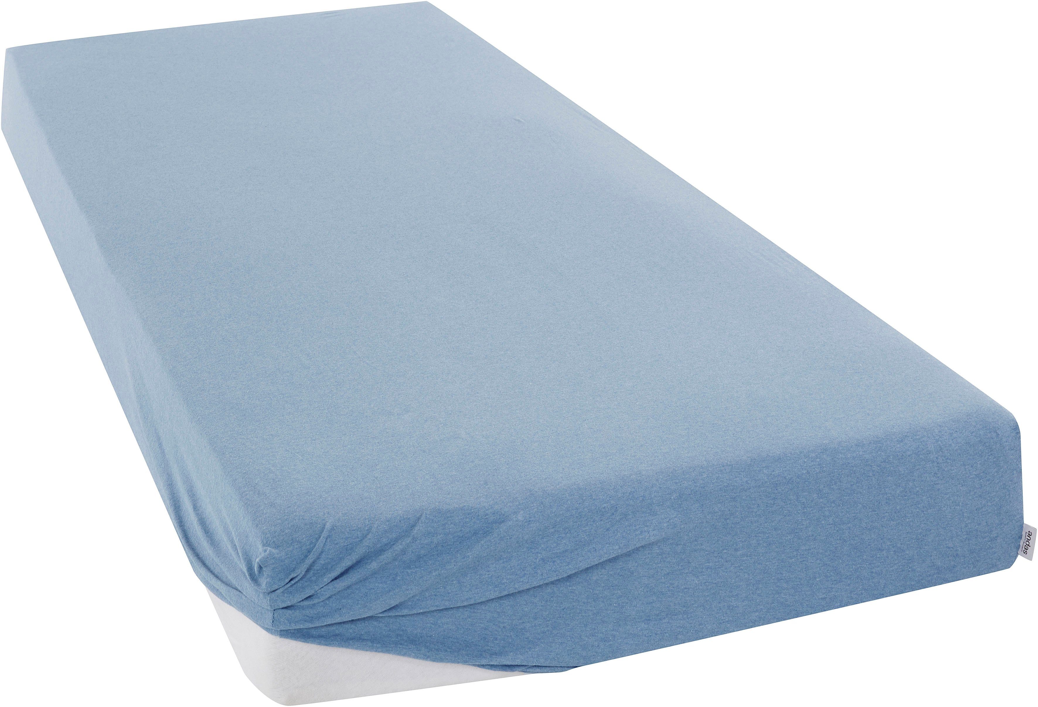 OTTO home Spannbettlaken VALJE in Melange-Optik, hochwertiger Baumwoll-Jersey 130g/m², Jersey, Gummizug: rundum, (1 Stück), Baumwolle, für Matratzen bis 25 cm Höhe, Bettlaken aus Melange-Garn