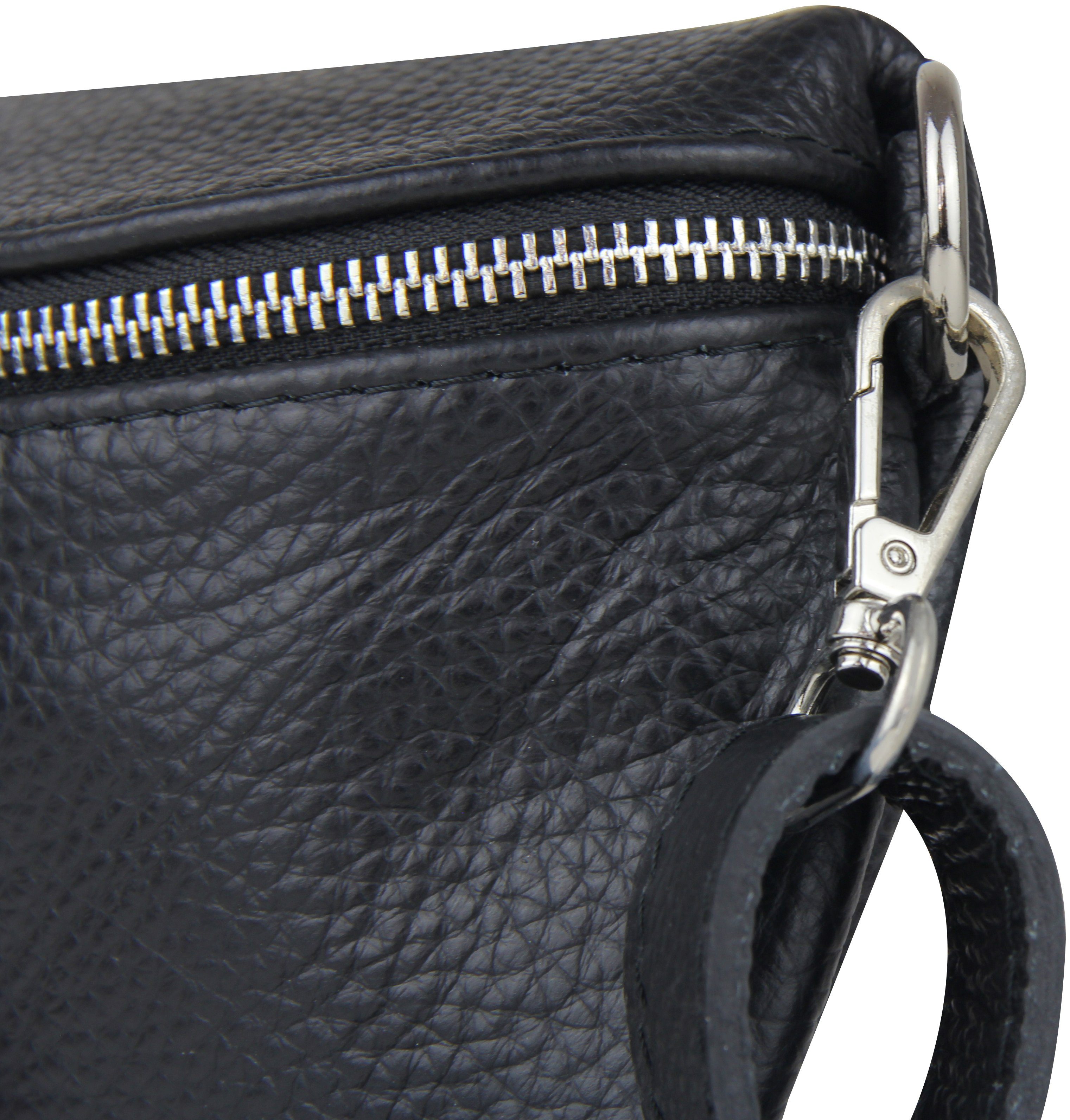 Frentree Umhängetasche Damen aus Echtleder, Made in Italy, Crossbody Schulter/Bauchtasche, mit silbernem Reißverschluss, verstellbarer Schulterriemen, Größe Max – Bild 4 von 5