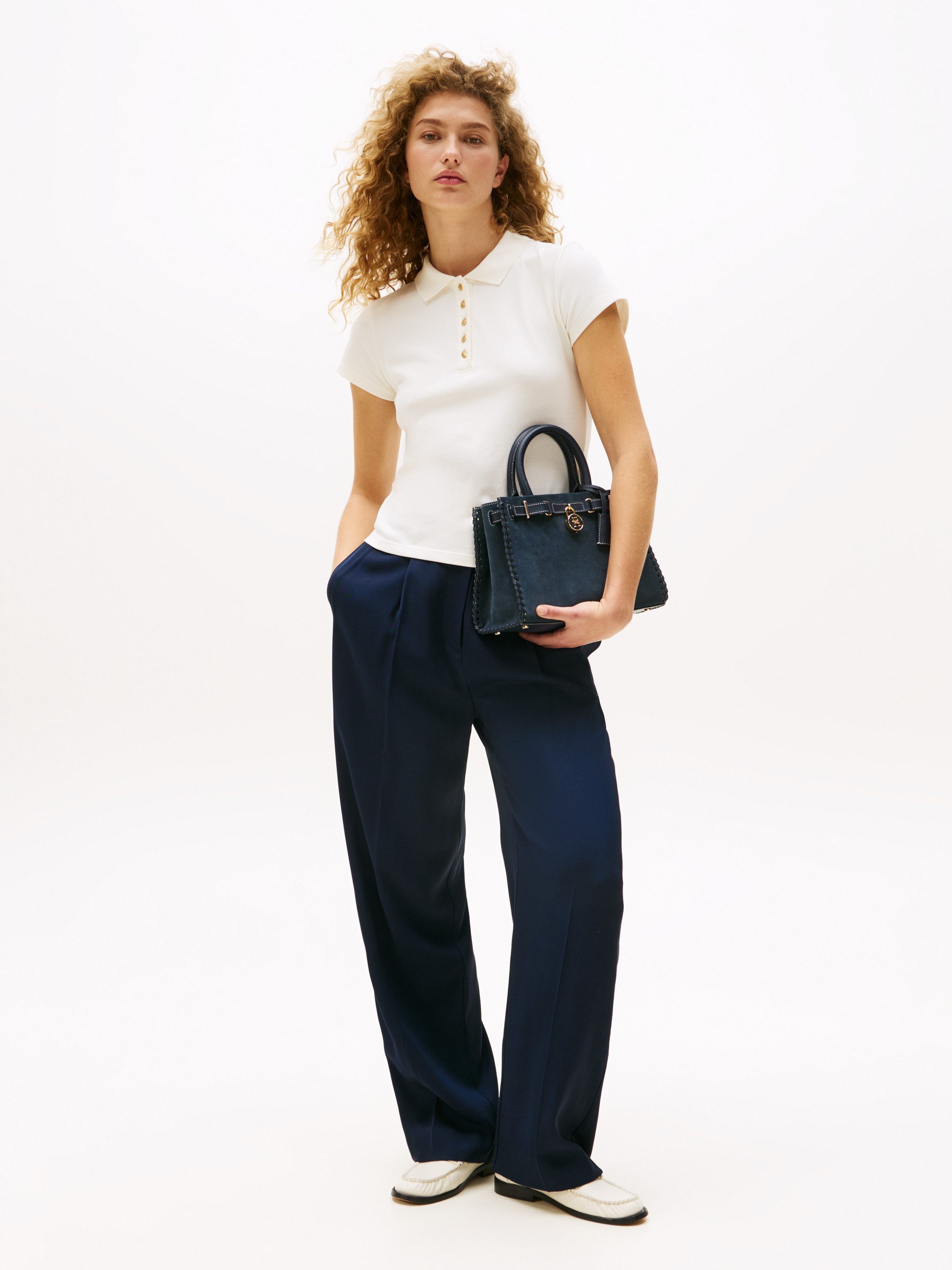 Tommy Hilfiger Poloshirt GOLD BUTTON SLIM SS POLO mit goldfarbenen Knopf günstig online kaufen