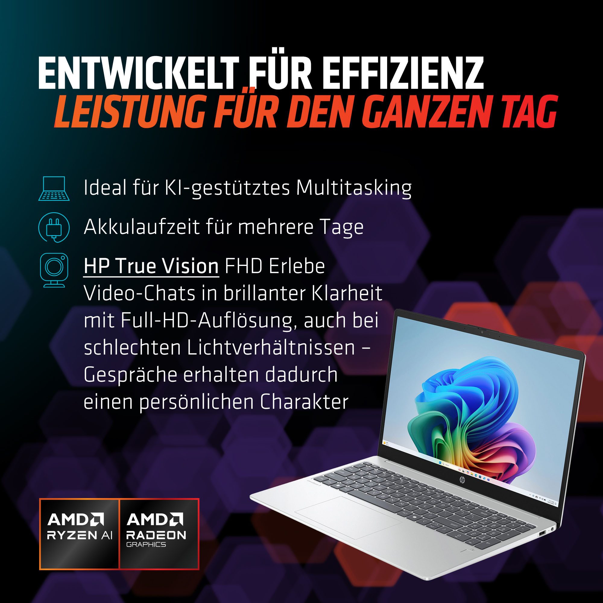 HP OmniBook 3 NG AI Notebook (39,62 cm/15,6 Zoll, AMD Ryzen™ AI 7 350, Radeon 860M, 16 GB, 512 GB SSD)