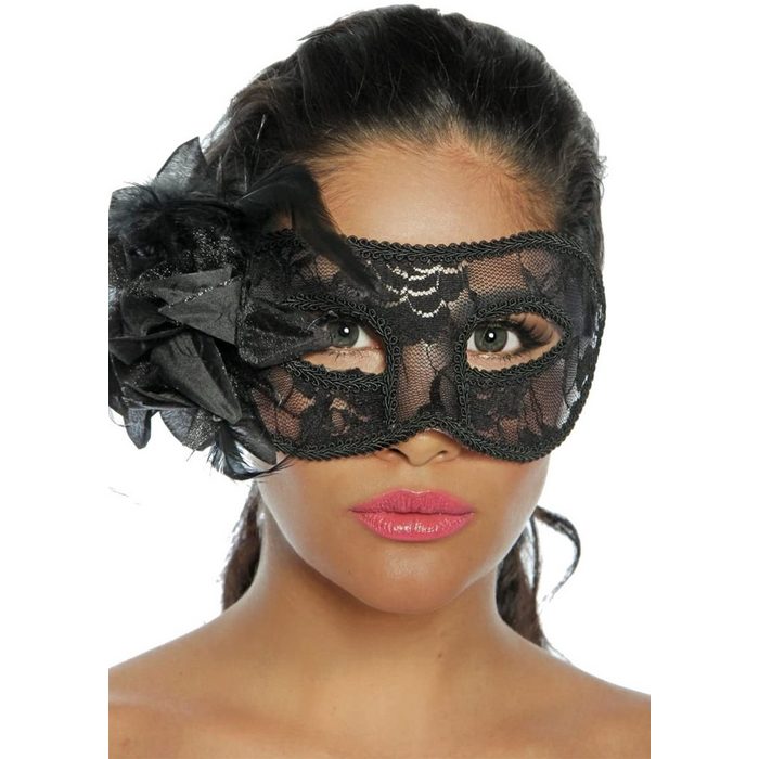 Verkleidungsmaske Venezianische Maske mit Spitze Karneval in schwarz