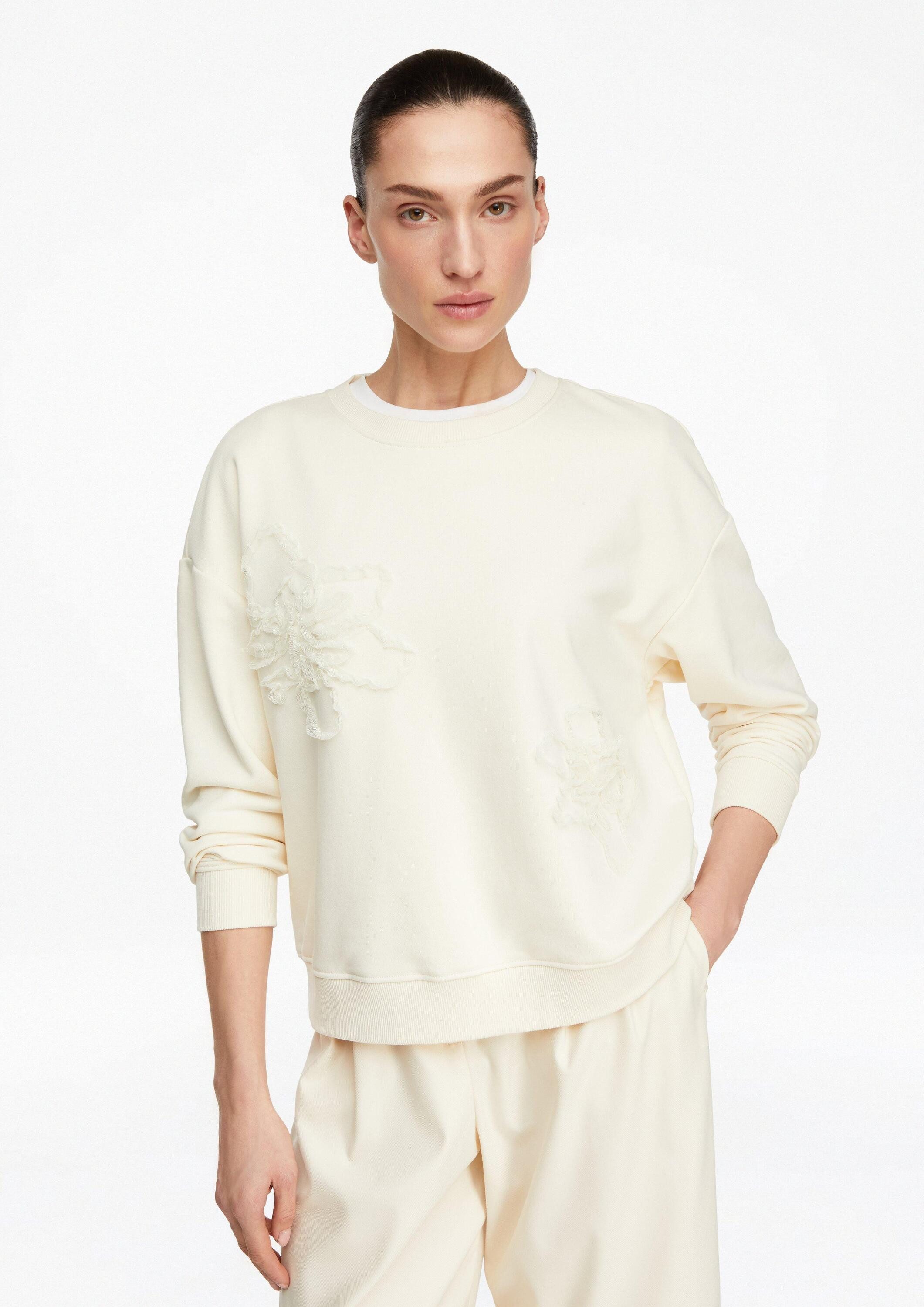 comma Sweatshirt Sweatshirt Sweatshirt mit Blumenapplikation