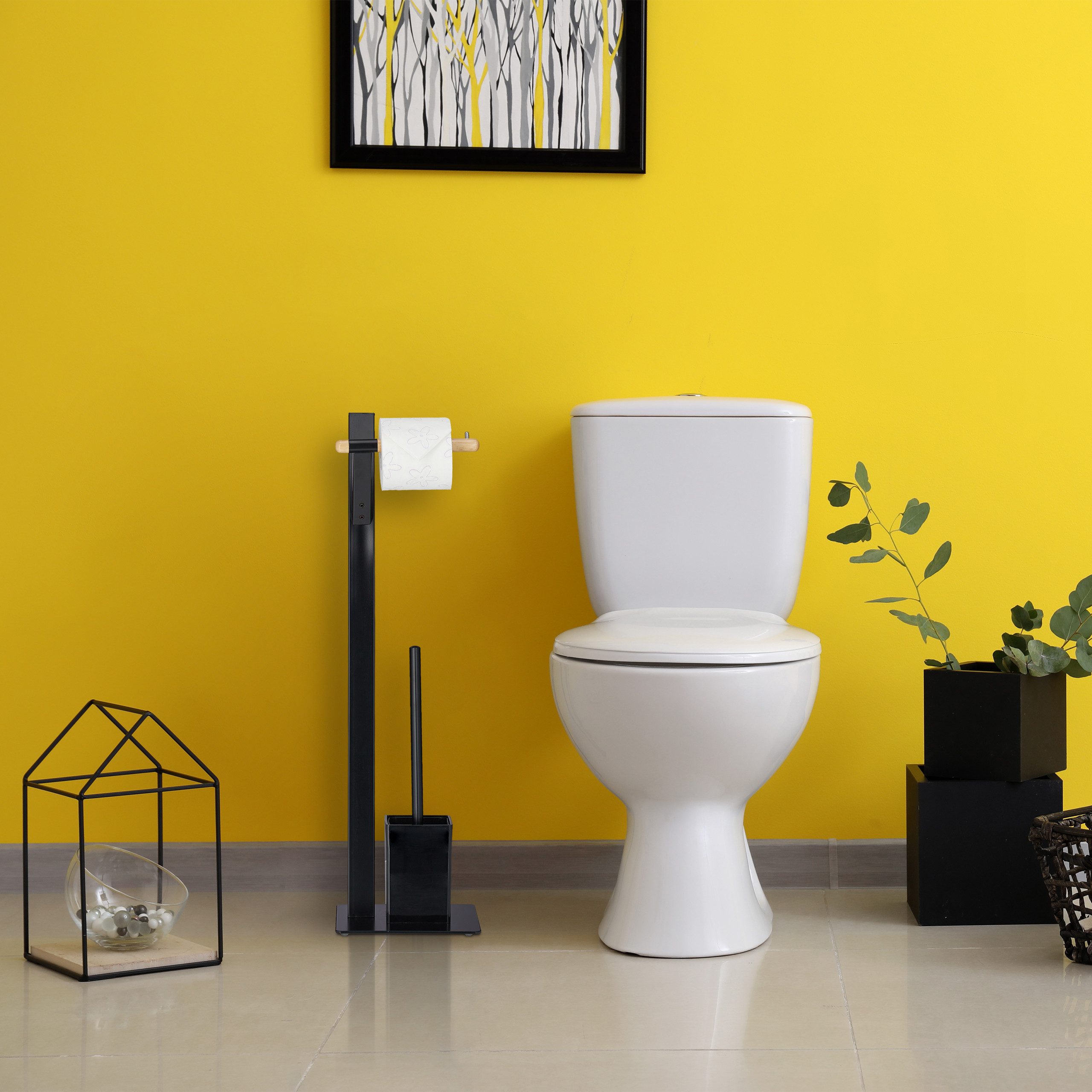 relaxdays Toilettenpapierhalter Stand WC Garnitur im günstig online kaufen