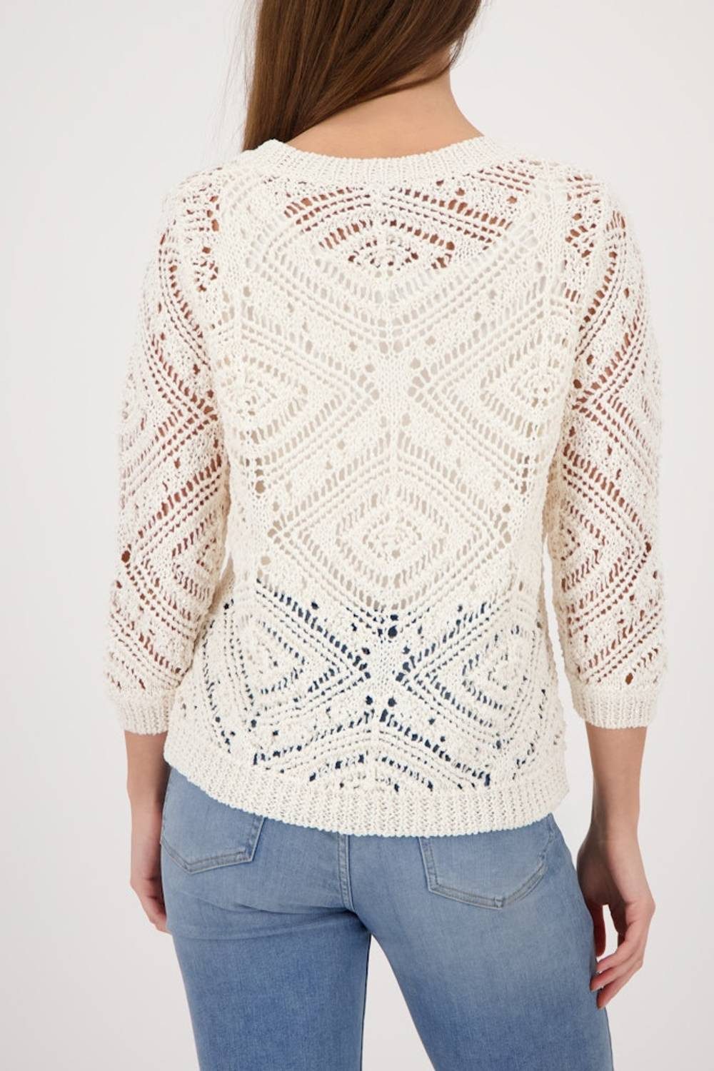 Monari Rundhalspullover 410261 Filigranes Ajour-Muster