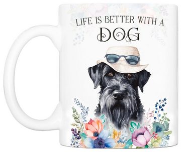 Cadouri Tasse RIESENSCHNAUZER - Kaffeetasse für Hundefreunde, Keramik, mit Hunderasse, beidseitig bedruckt, handgefertigt, Geschenk, 330 ml