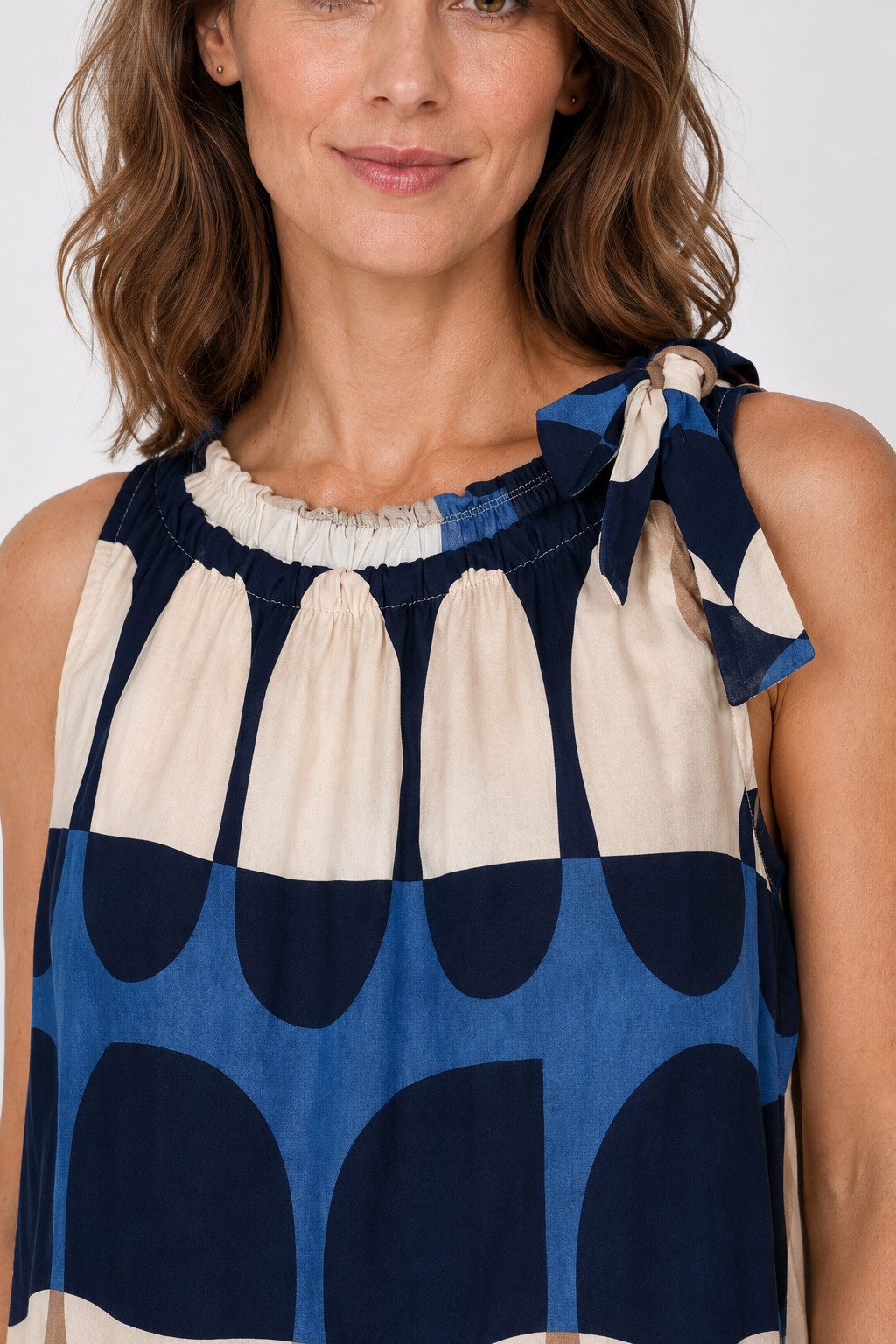 ITALY VIBES Sommerkleid - weiches Etuikleid mit abstraktem Print und Band - Damenkleid ONE SIZE - passend von Größen S bis L