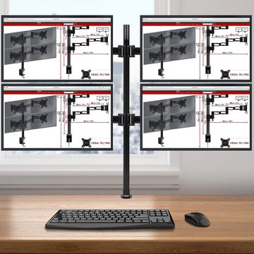 Duronic Monitorständer, (DM254 Monitorarm, Monitor Halterung 4 Bildschirme bis 27" Zoll, LCD LED Display Ständer bis 8 kg, Höhenverstellbar, Neigbar -90° bis +35°, Drehbar 360°, Monitorhalterung 4fach Arm VESA)