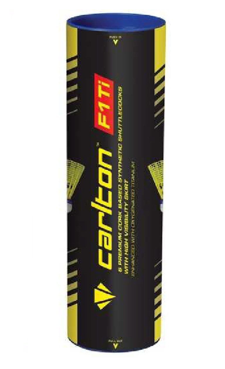 CARLTON Badmintonball F1 Ti Nylon Korkfuß gelb Dose 6er, Geschwindigkeit: schnell