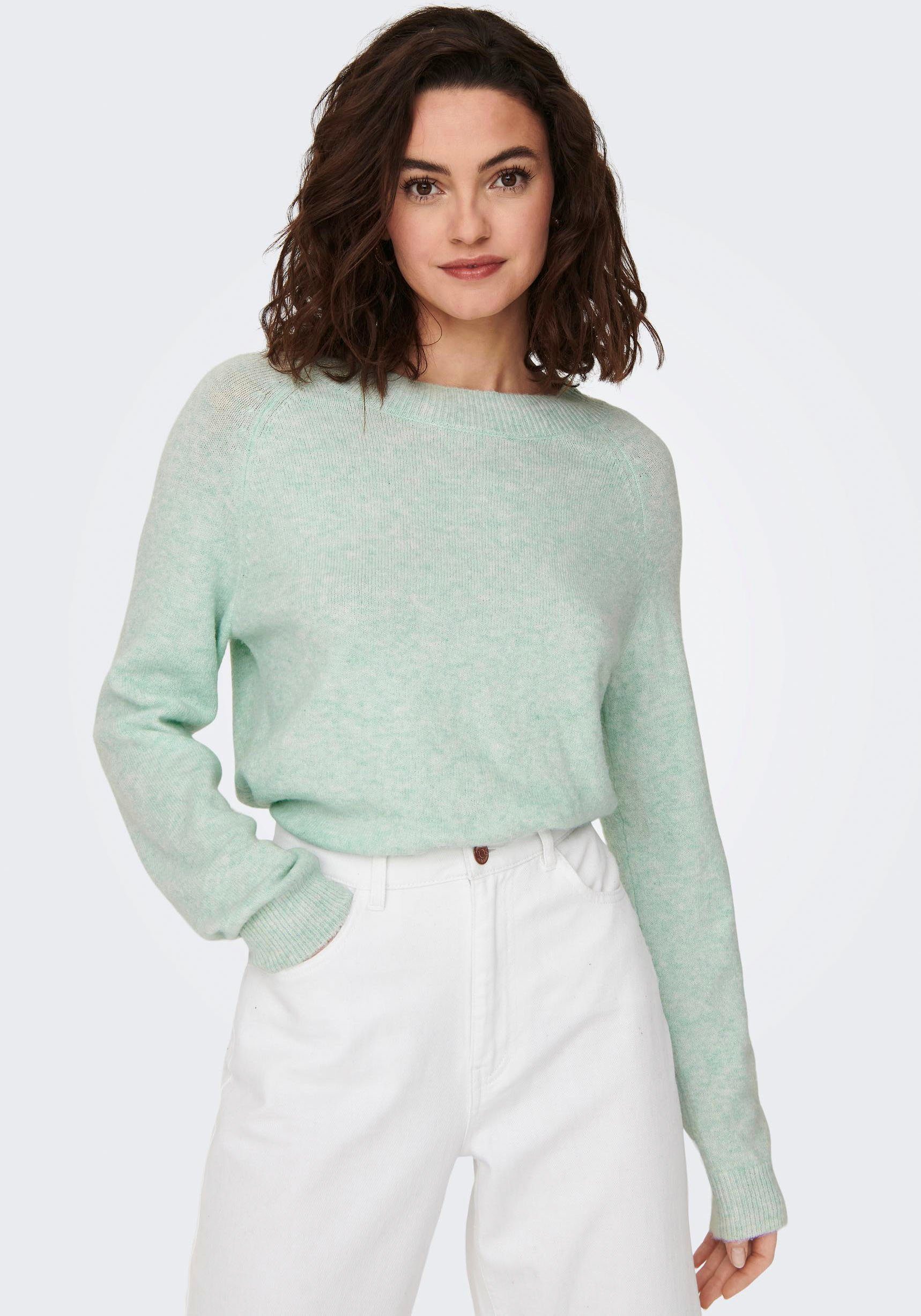 Green ONLRICA LIFE KNT ONLY NOOS Mist Detail:Melange L/S PULLOVER Strickpullover