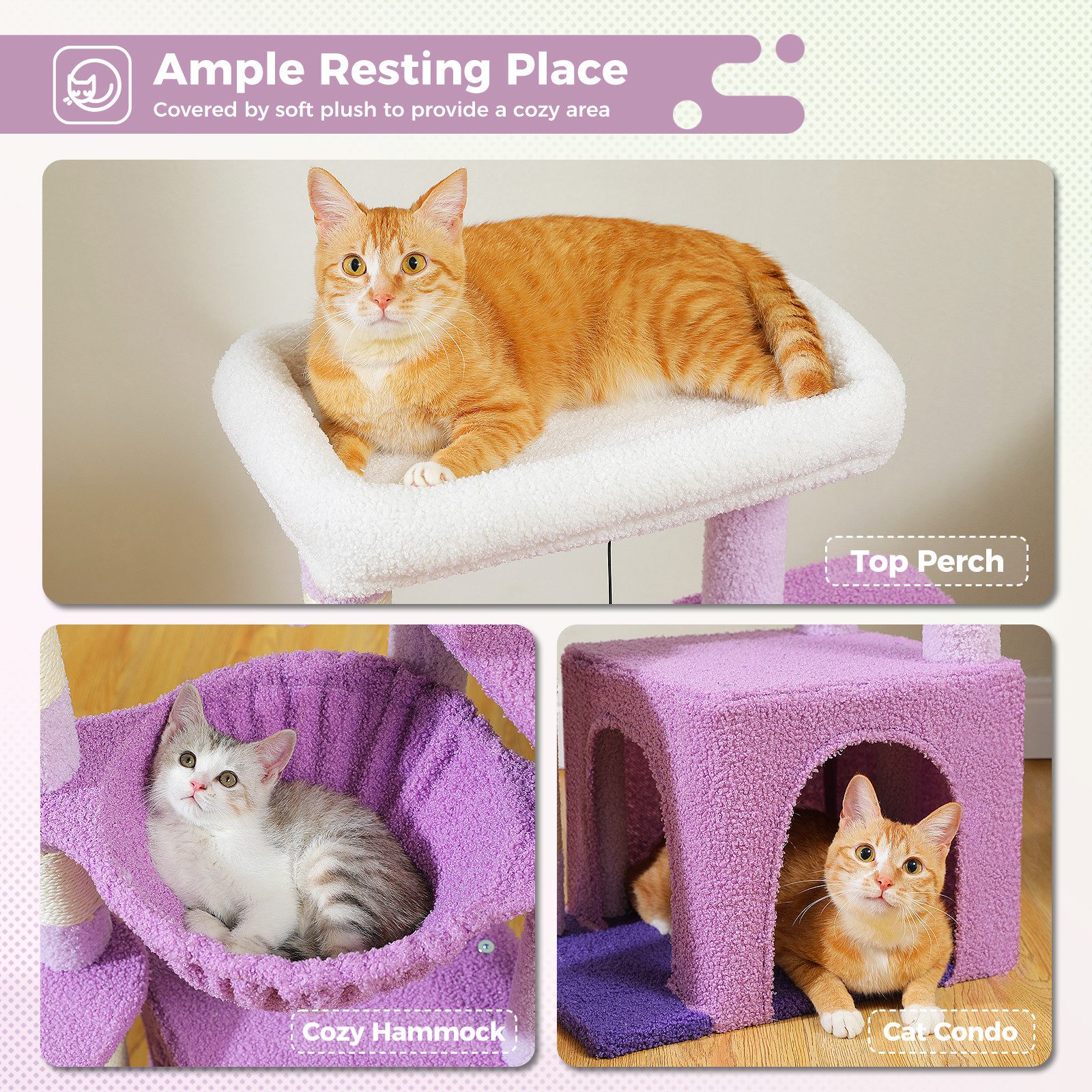 PAWZ Road Kratzbaum Kaktus-Katzenbaum für Hauskatzen 90 cm, mit großer Höhle, 1 Sisalbrett, 3 Kratzstämme, Hängematte