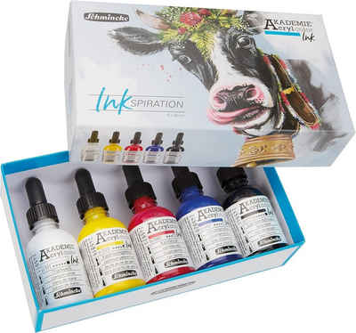 Schmincke Acrylfarbe Akademie® Acryl Color Ink, Kartonset 5X 50 ml Pipettenflaschen