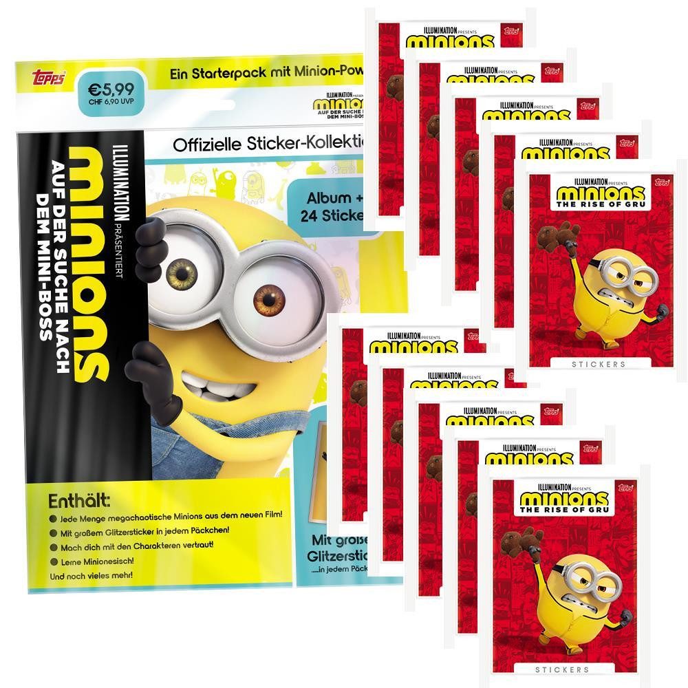 Minions Sammelkarte Minions Auf der Suche nach dem Mini-Boss Sticker 1 Starter + 10 Tüten