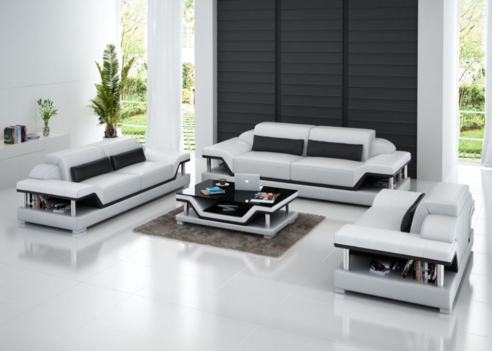 Wohnlandschaft Made Neu, Sitzer Sofa in Weiße Europe Möbel 3+2+1 luxus JVmoebel Leder