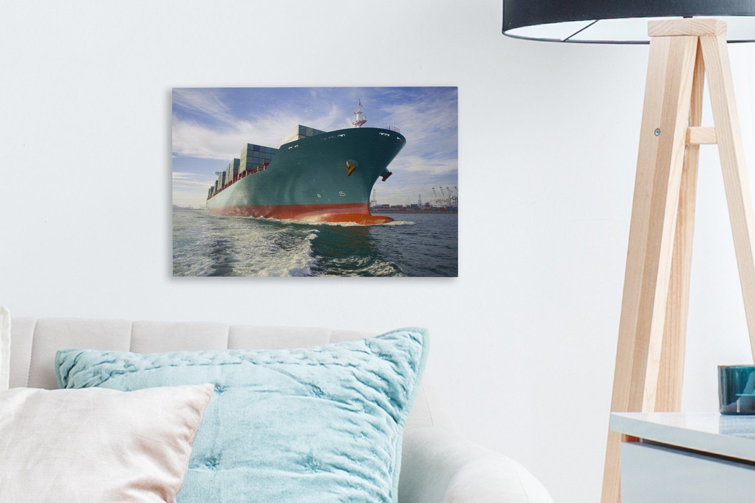 OneMillionCanvasses® 30x20 in den Wanddeko, großes St), Leinwandbild (1 läuft Leinwandbilder, Ein cm ein, Aufhängefertig, Frachtschiff Hafen Wandbild