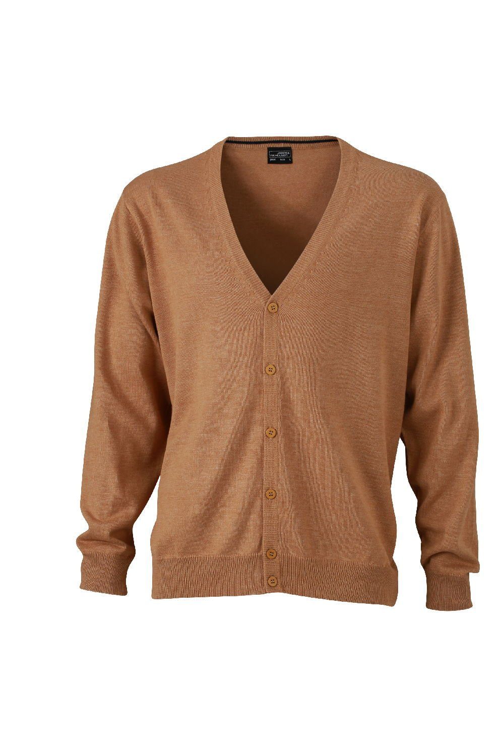 James & Nicholson Cardigan JN 661 Herren V-Neck Cardigan Leichte Strickqualität camel