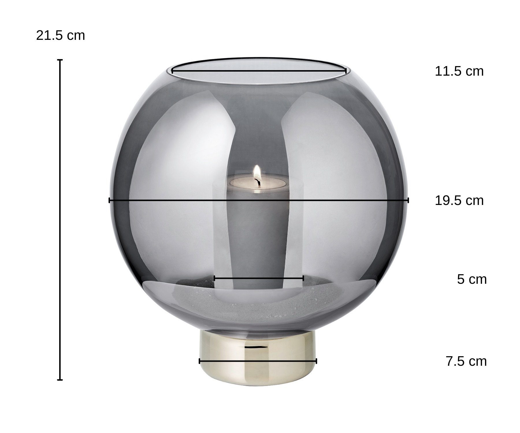 EDZARD Windlicht Jack, Kristallglas mit Platinrand