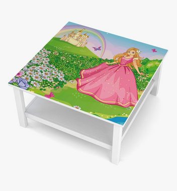 MyMaxxi Möbelfolie MyMaxxi - selbstklebende Tischfolie Prinzessin am Fluss im Schlossgarten pink kompatibel mit Ikea Lacktisch Königin Schloss Burg Regenbogen Schmetterling Möbelfolie Aufkleber - blasenfrei zu verkleben