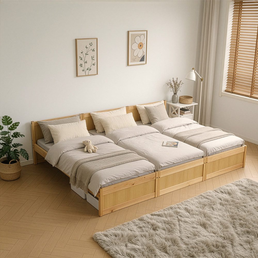HOME DELUXE Bett Familienbett DILAR - 270 x 200 cm, wahlweise mit Matratze, Holzbett, Doppelbett