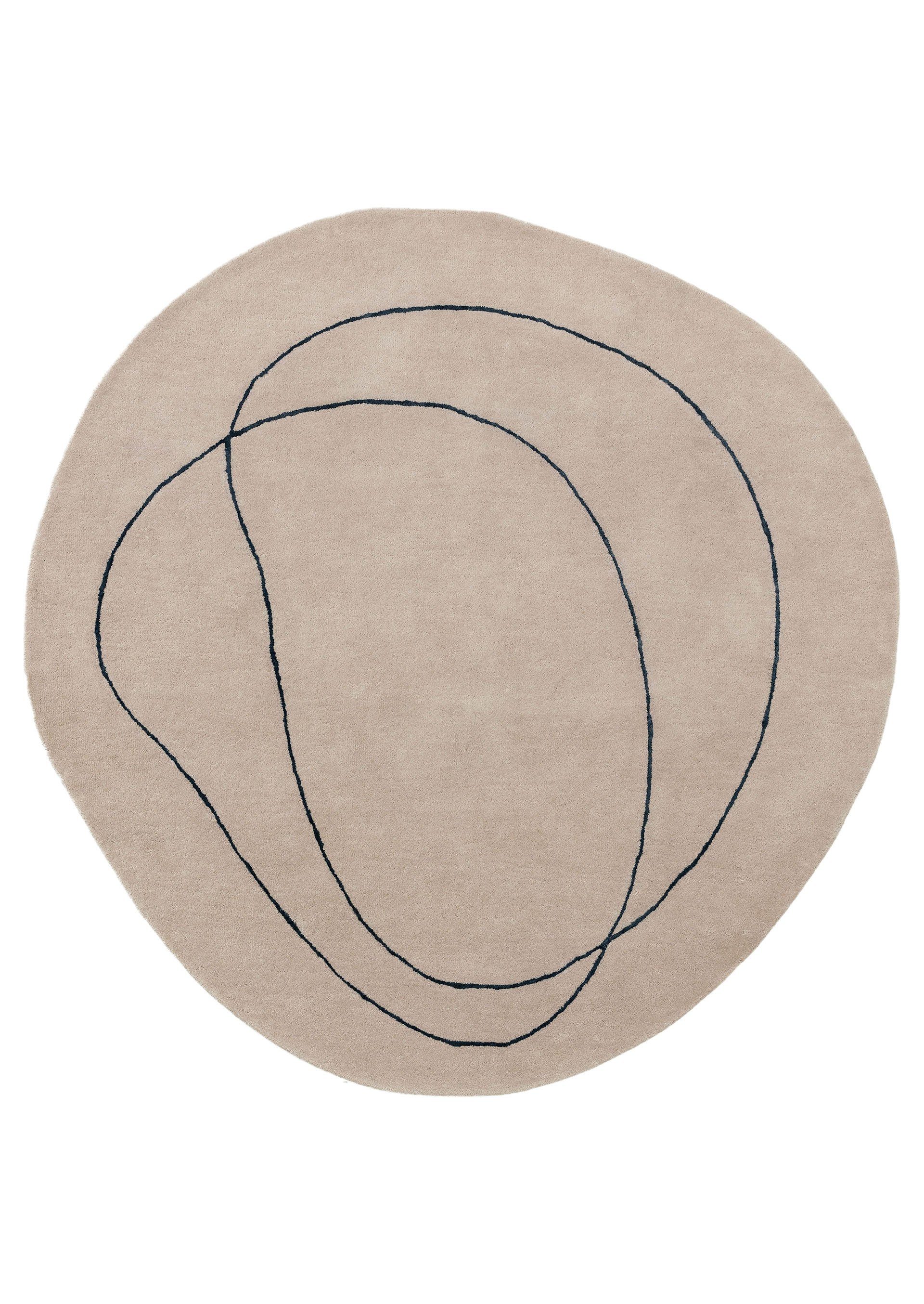 benuta Wollteppich Shape, Sonderform, Höhe: 6 mm, Kunstfaser, Berber, Ethno-Style, Wohnzimmer