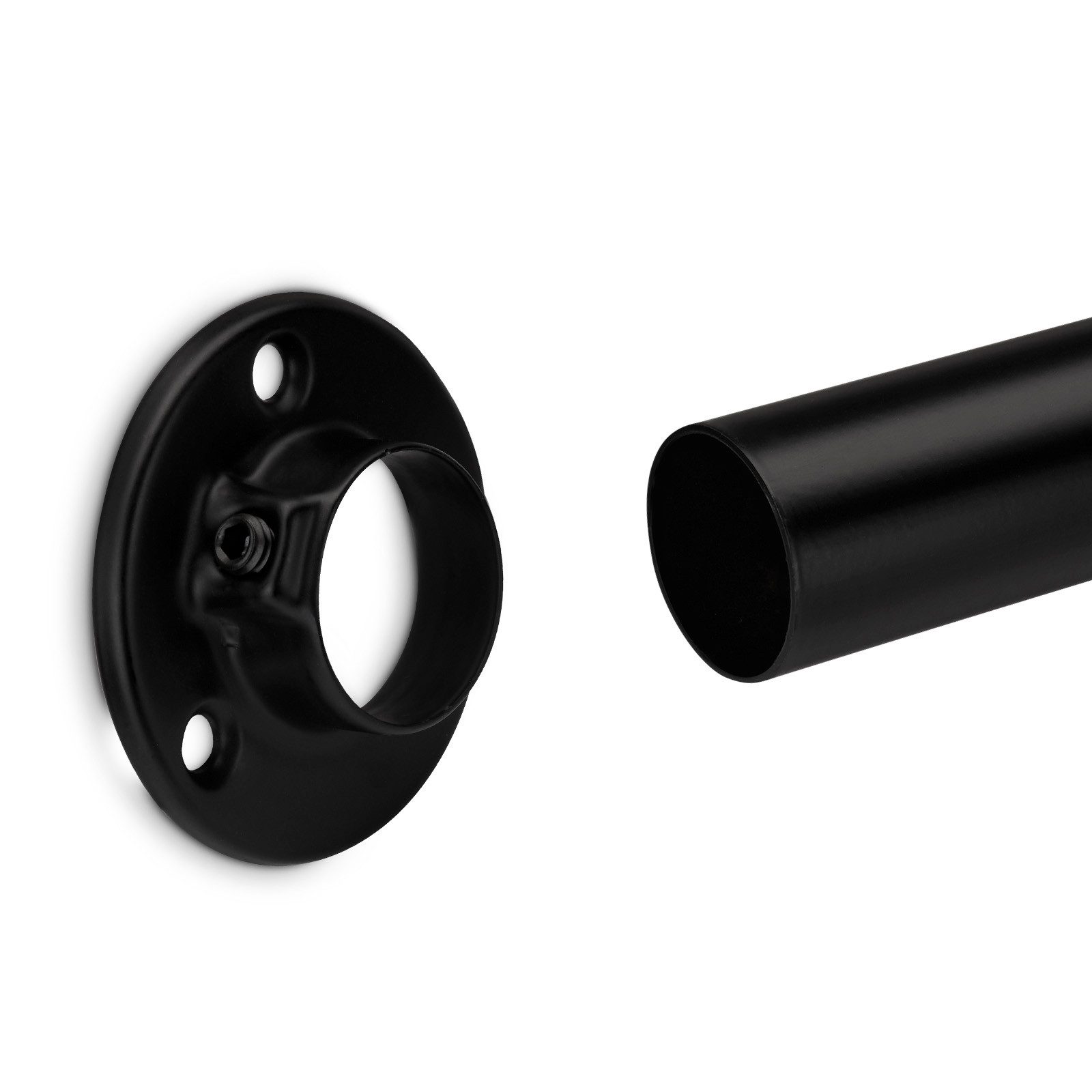 SO-TECH® Garderobenstange runde Form, Durchmesser 25 mm, Stahl, schwarz beschichtet, (2 St), Schrankstangenlager CIRCLE schwarz beschichtet