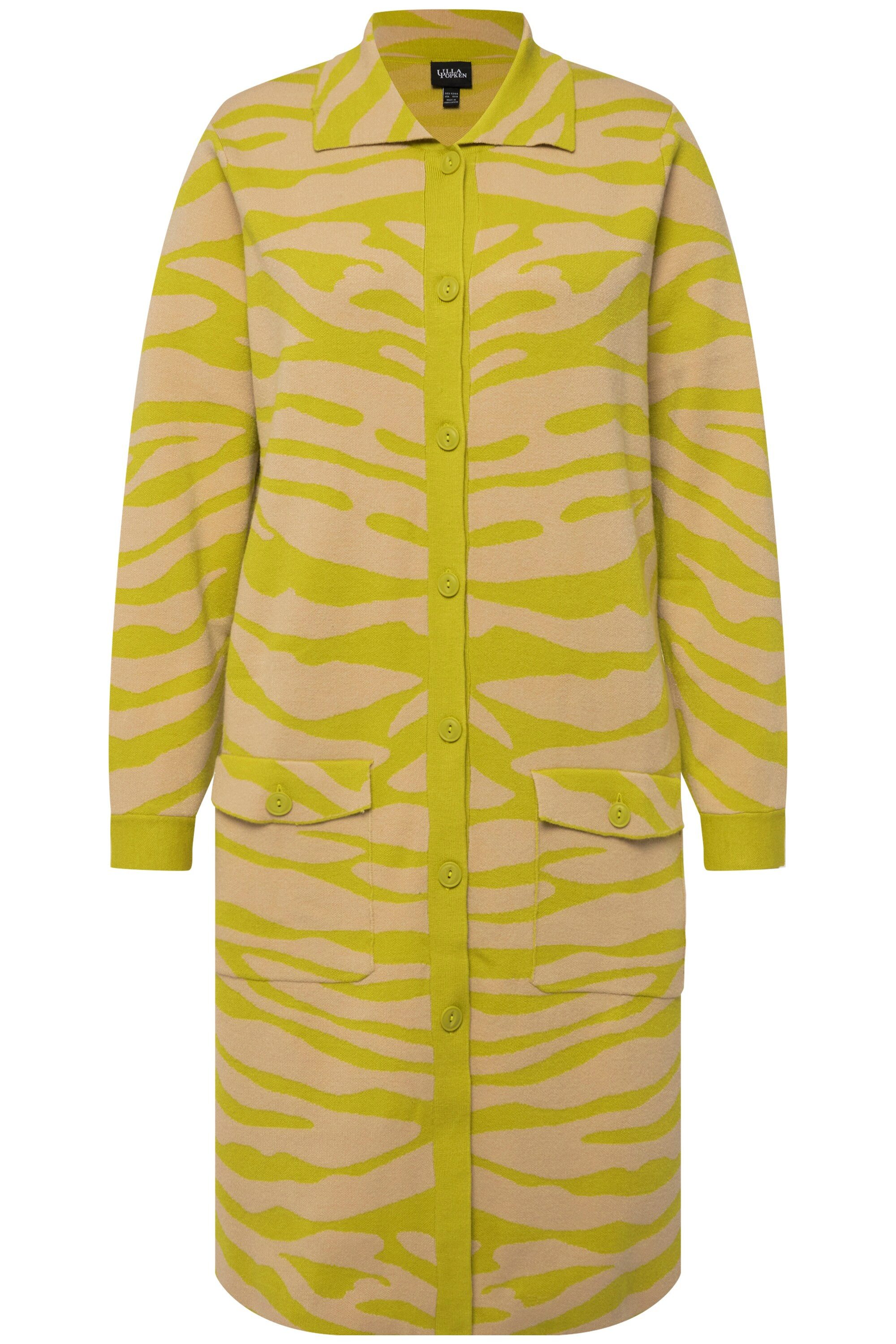 Ulla Popken Strickjacke Strickjacke Zebramuster Hemdkragen Brusttaschen