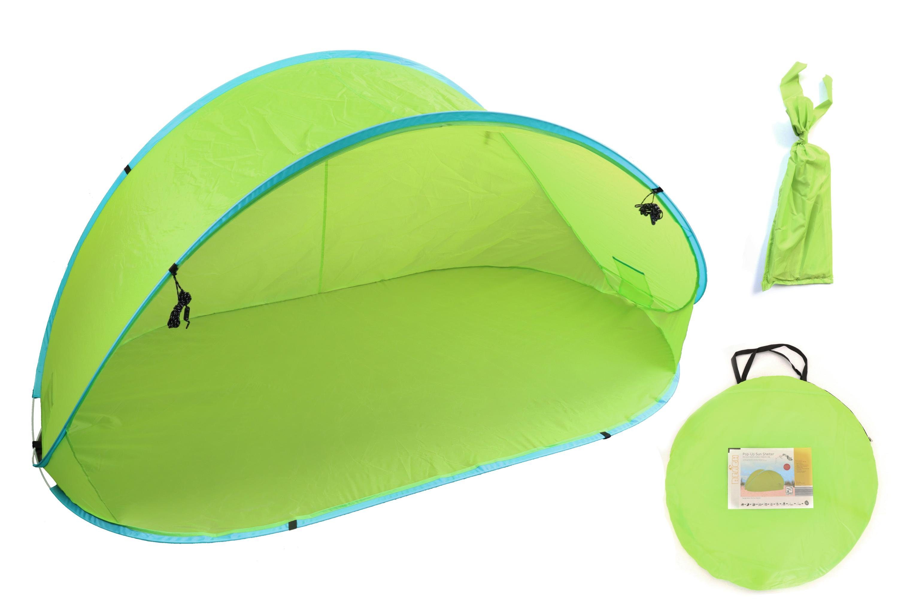 ELLUG Strandmuschel XXL Pop-up Wurfzelt Strandmuschel grün mit Heringen & Tragetasche, Personen: 4