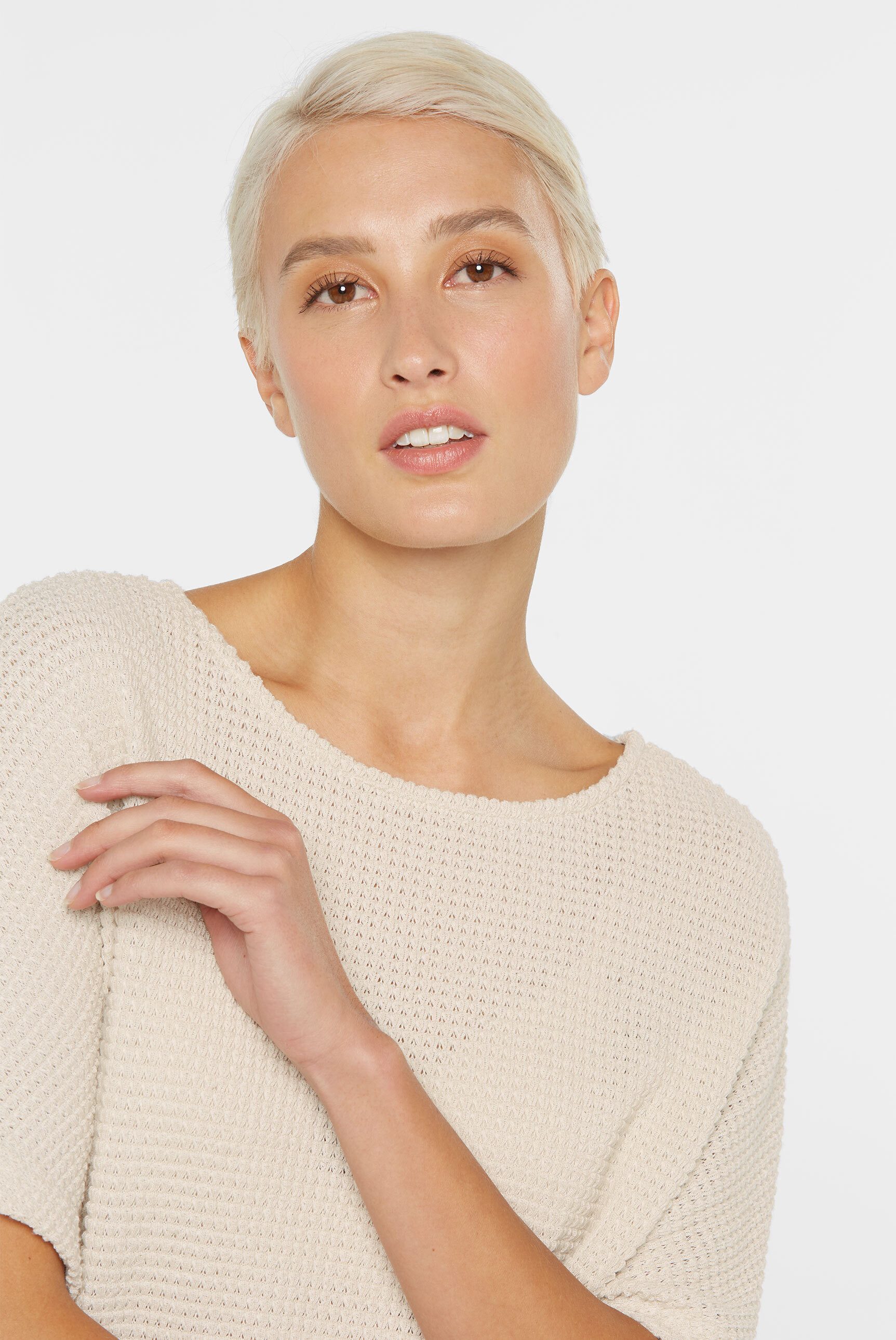SENSES.THE LABEL Rundhalspullover mit elastischem Saum
