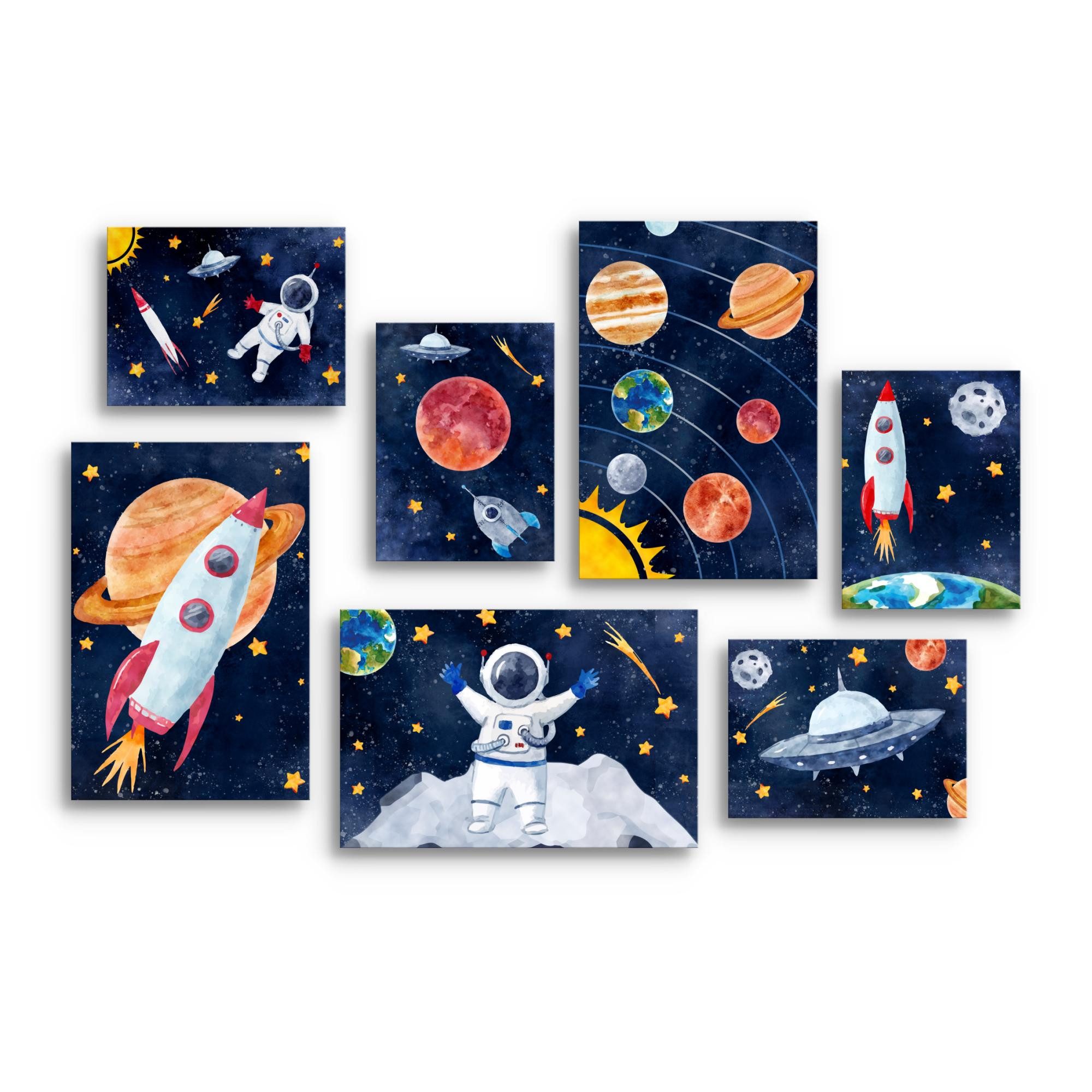 Novart Wandbild Rakete Blau Bunt Kinderzimmer günstig online kaufen