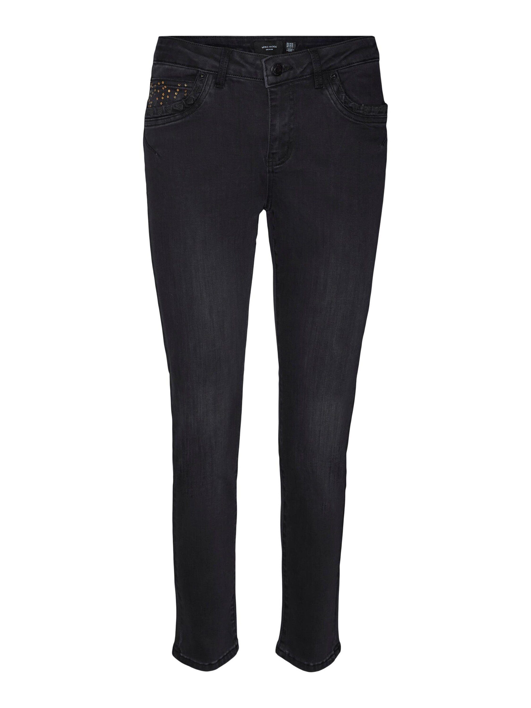 Vero Moda Tapered-fit-Jeans YOURS (1-tlg) Pailletten