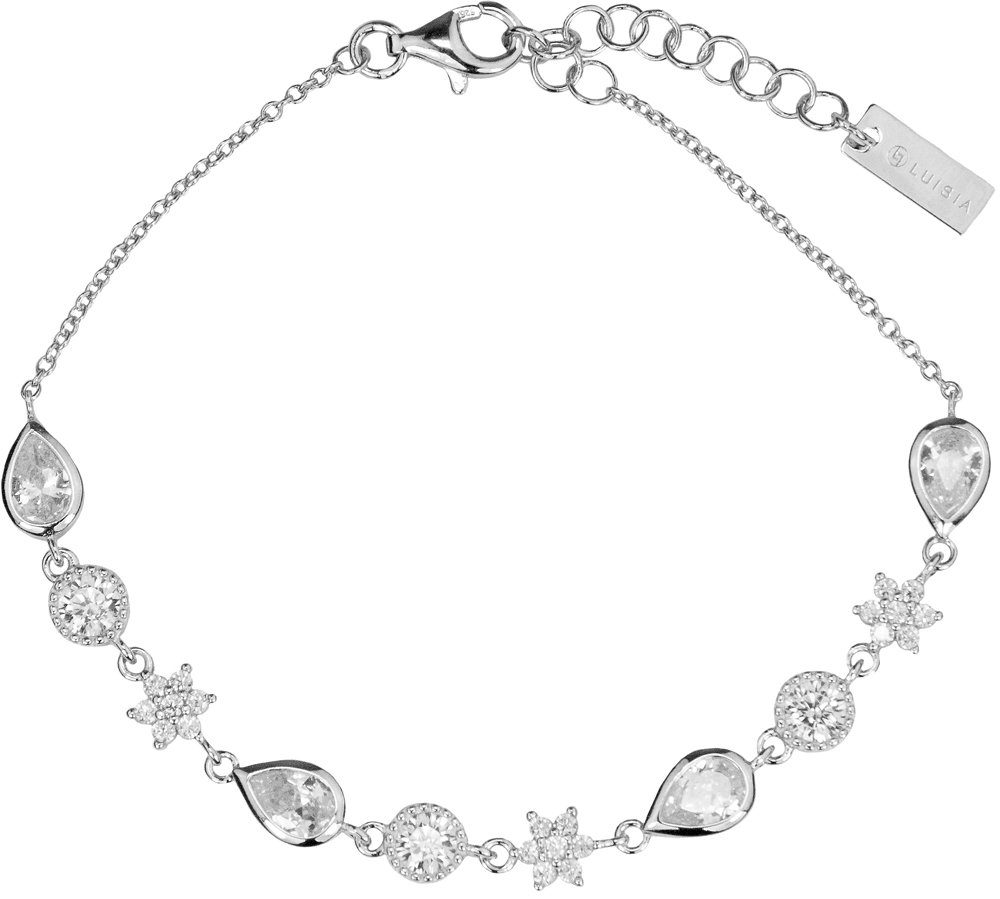 Silberarmband "Sterne und Tropfen" mit Zirkonia 66986 - 925 Silber Echtschmuck