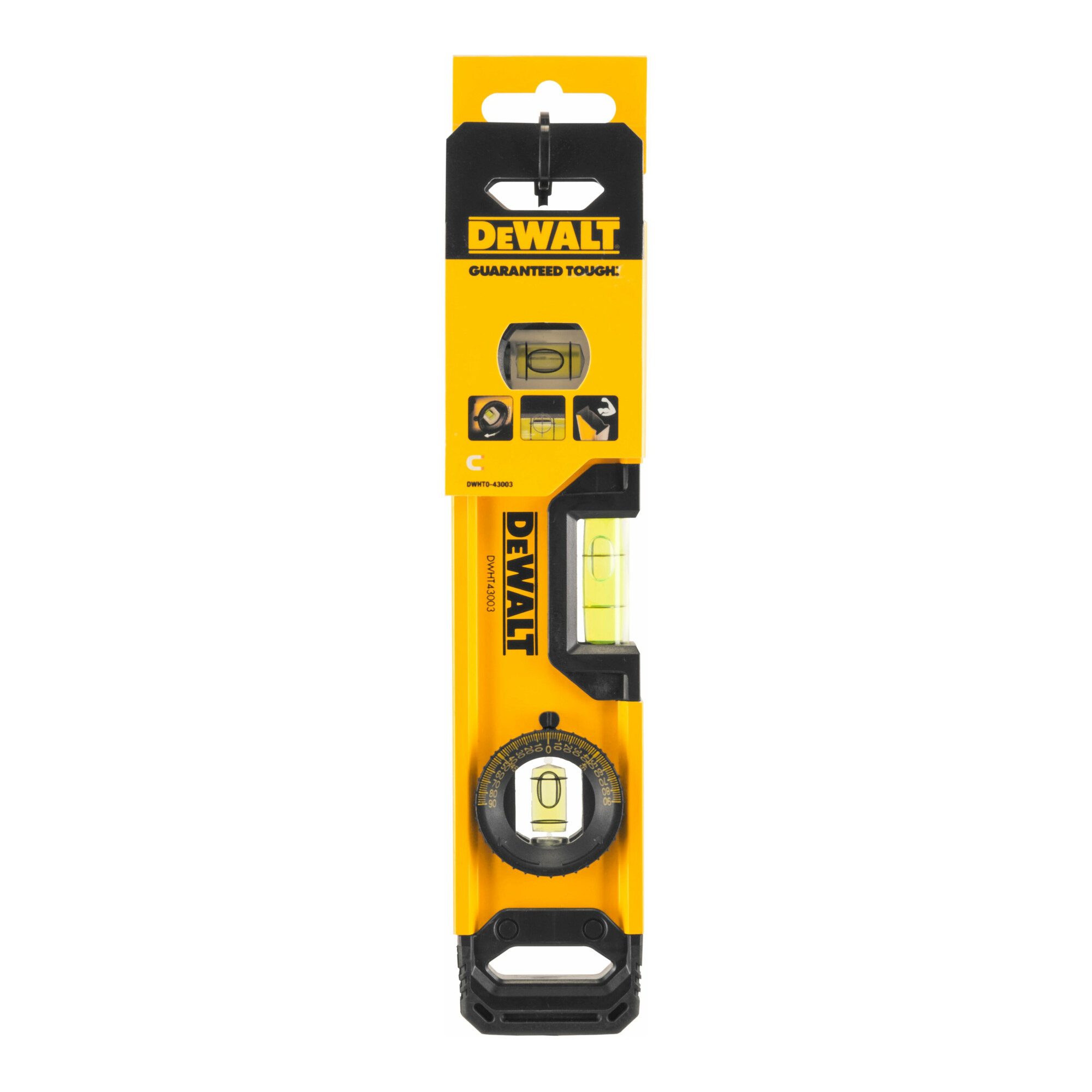 DeWalt Wasserwaage DEWALT Torpedo-Hohlprofil-Wasserwaage 25cm rotierbare Libelle DWHT0-43