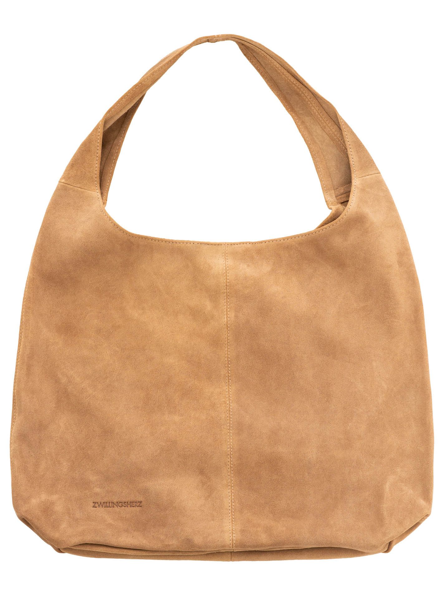 Zwillingsherz Tragetasche "Everyday Suede", Beuteldesign, breiter Schulterriemen, weiches Wildleder