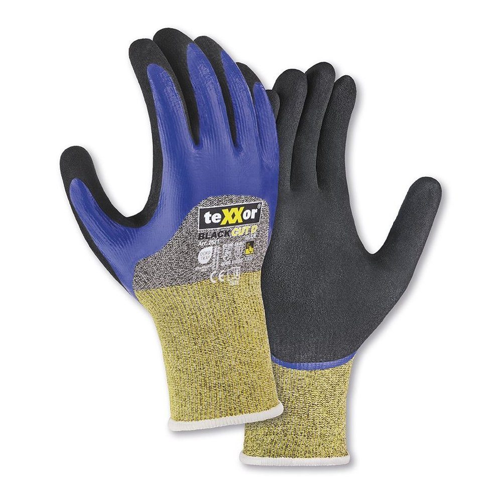 teXXor Arbeitshandschuh-Set Schnittschutz Strickhs. Black Cut D 3-4 Besch