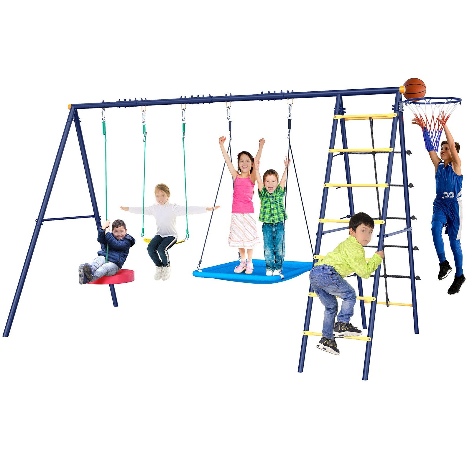 Doppelschaukel 6-in-1-Gartenschaukel-Set, 250 kg, für Kinder im Freien