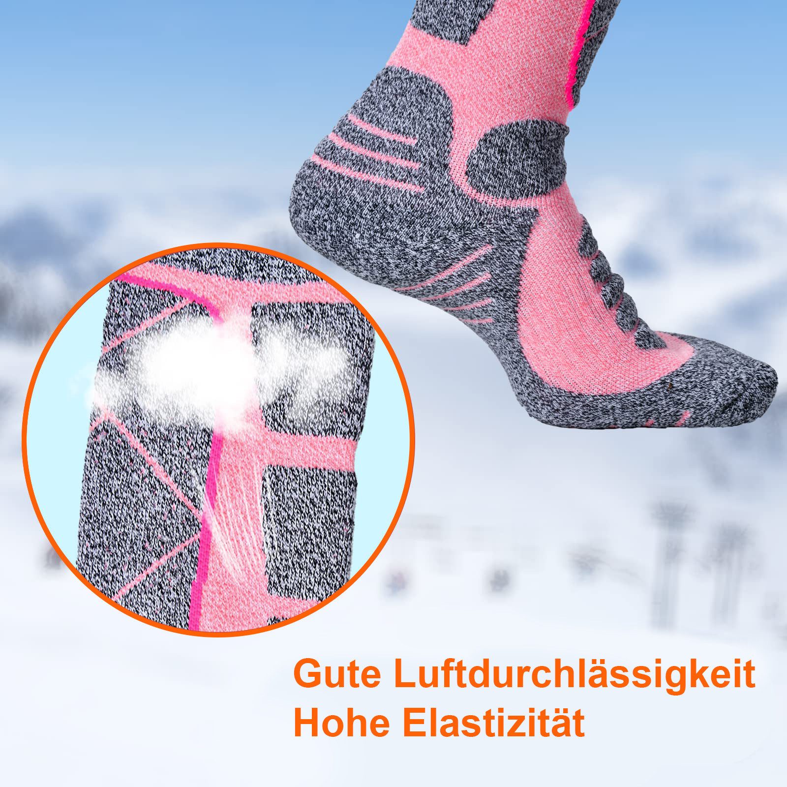 BTTO Funktionssocken Thermosocken Heizsocken,Elektrisch Beheizte Socken,Hochelastische Thermo Socken für Männer und Frauen,für Skifahren, Skaten, Wandern
