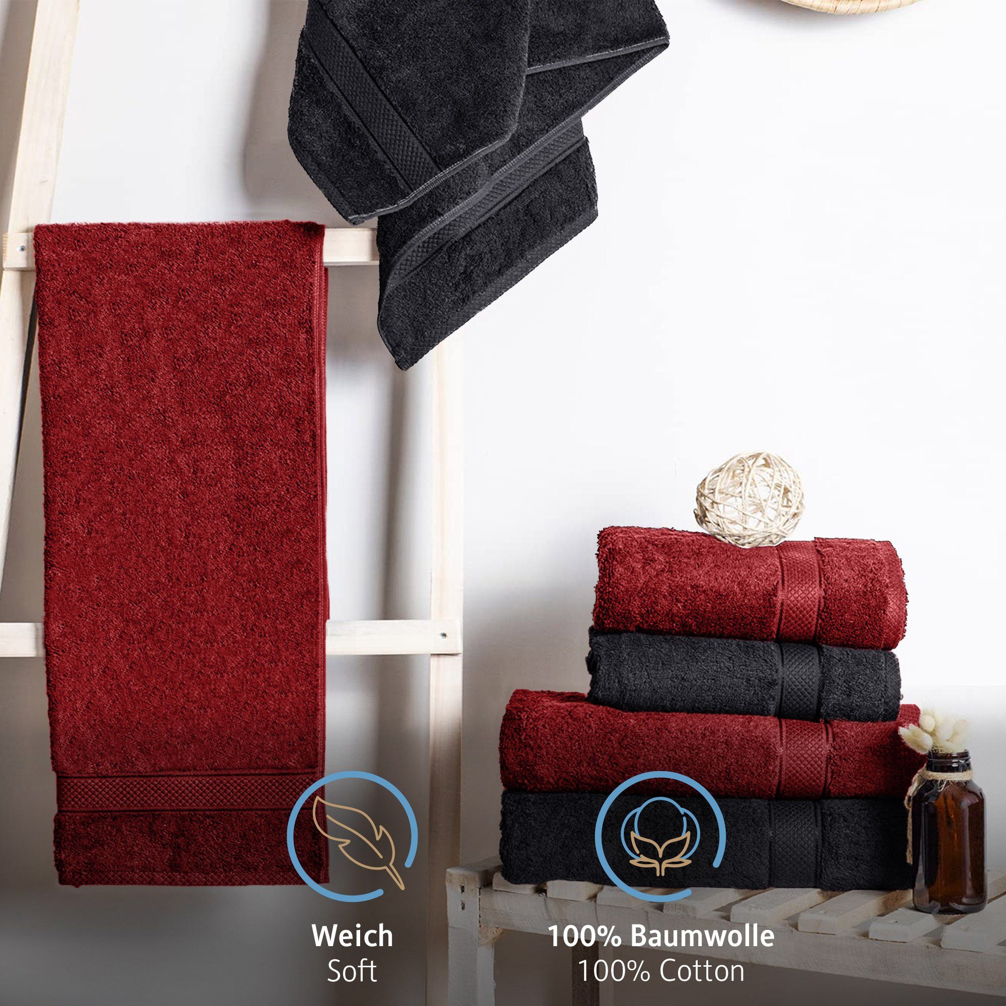 Komfortec Handtuch Set 100% Baumwolle, 4 günstig online kaufen