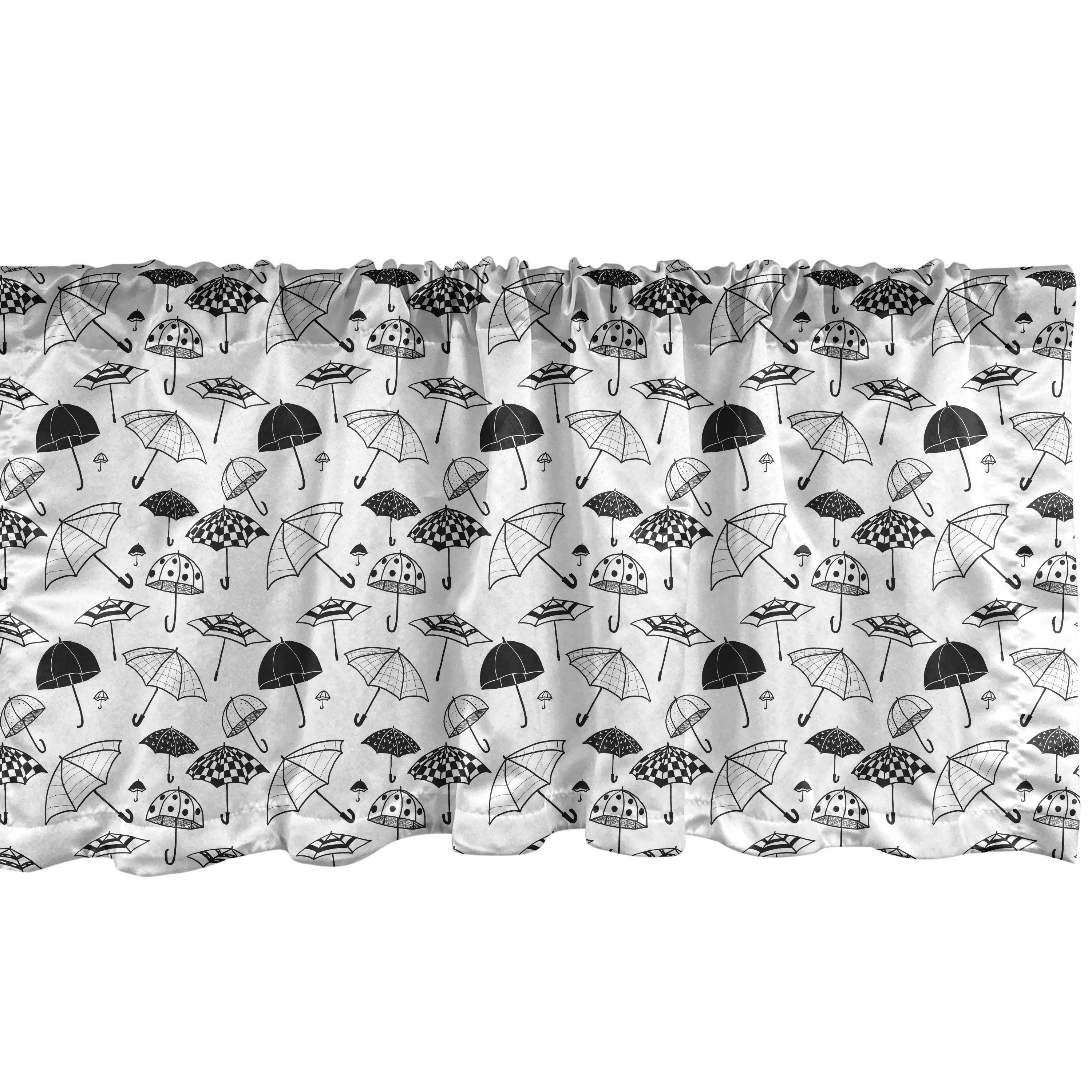 Scheibengardine Vorhang Volant Hand Abakuhaus, für Bilder Schlafzimmer Stangentasche, Regenschirme mit Küche Dekor Hipster Drawn Microfaser
