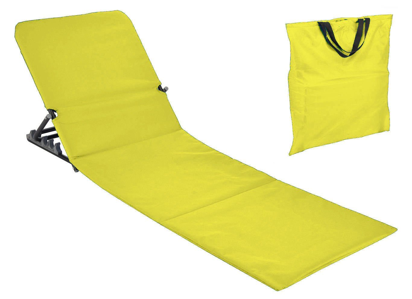 Spetebo Gartenliege Strandmatte mit Tasche, Tragetasche Rückenlehne Liege und Strand Garten und faltbare gelb inklusive