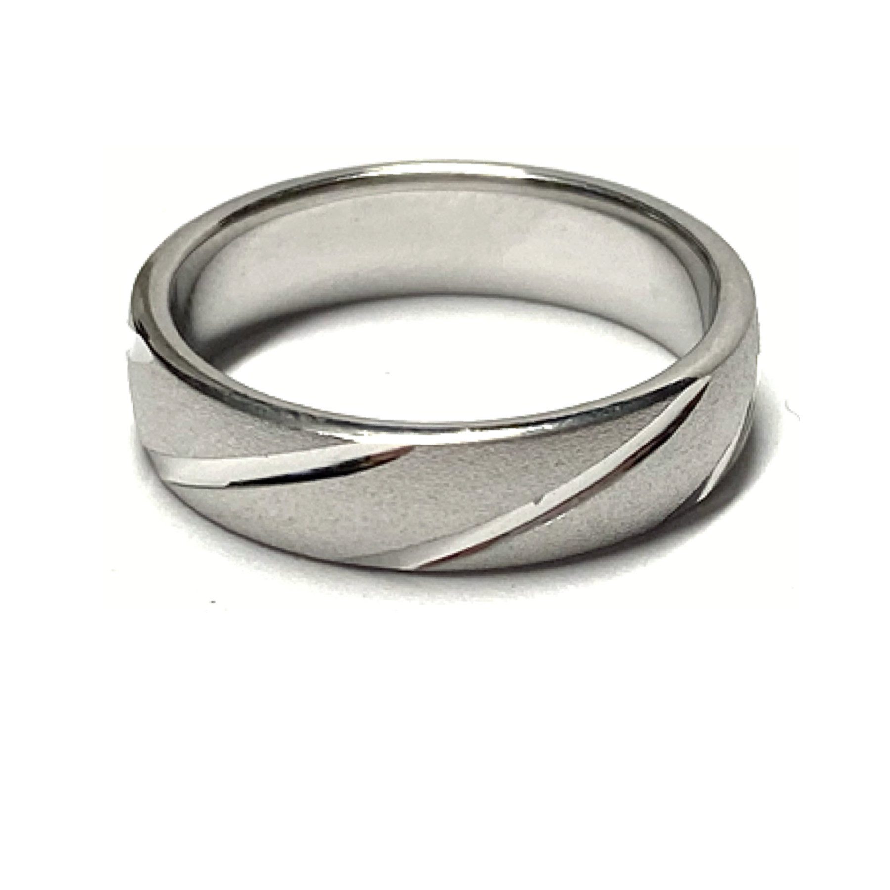 Silberring Bandring 925 Silber rhodiniert teilweise matt 5mm breit Silberring #64