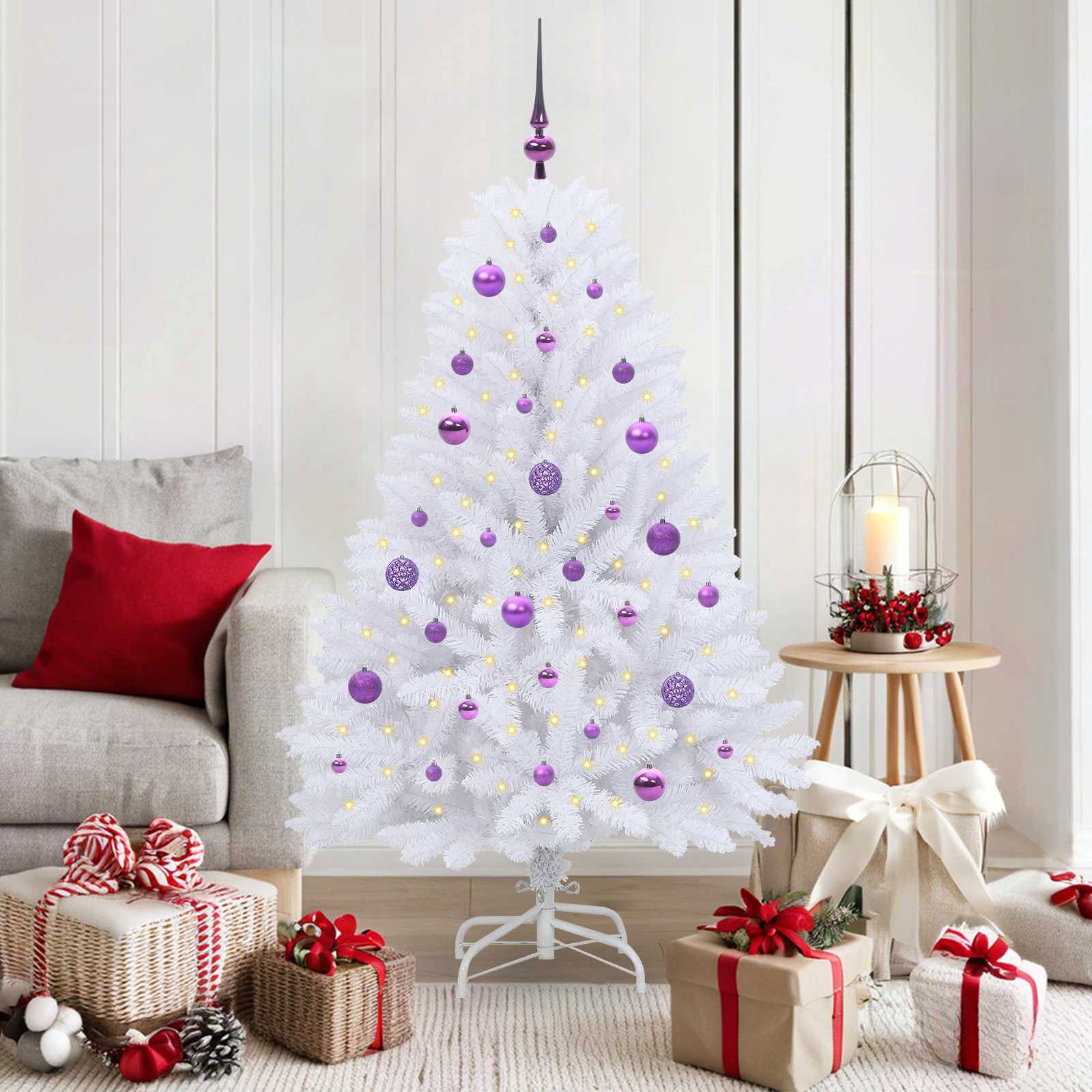 vidaXL Künstlicher Weihnachtsbaum Künstlicher klappbarer Weihnachtsbaum Weiß 150 cm PVC und Stahl